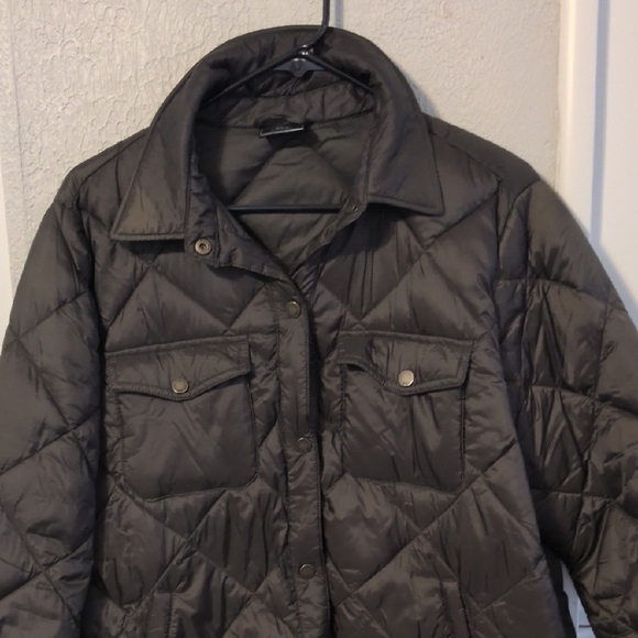 32 Degrees Quilted Button-Up Puffer Jacket - Charcoal Gray - Picture 2 of 4